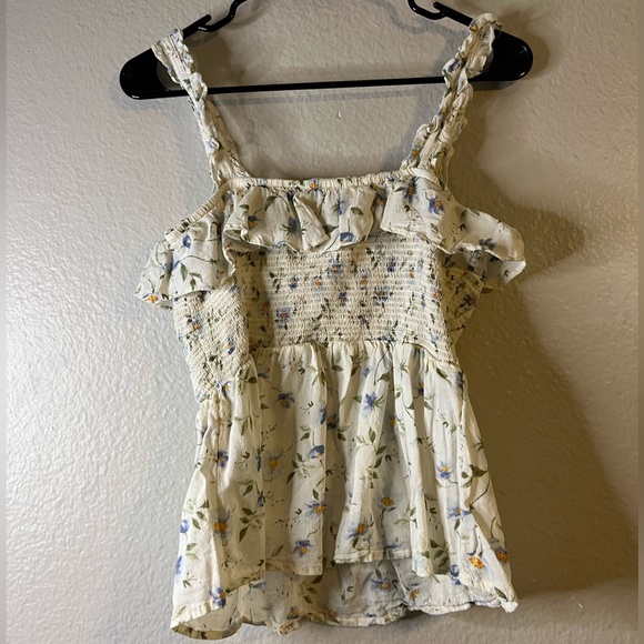 Old Navy Womens Ruffled Floral Smocked-Bodice Sleeveless Top Small - Picture 7 of 7